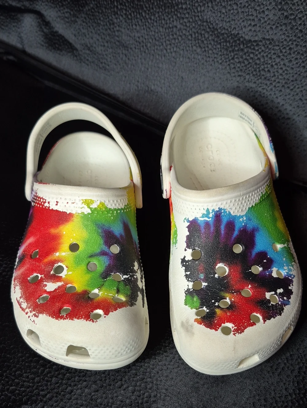 CROCS Kids 13 Classic Clog - White Rainbow Tie-Dye